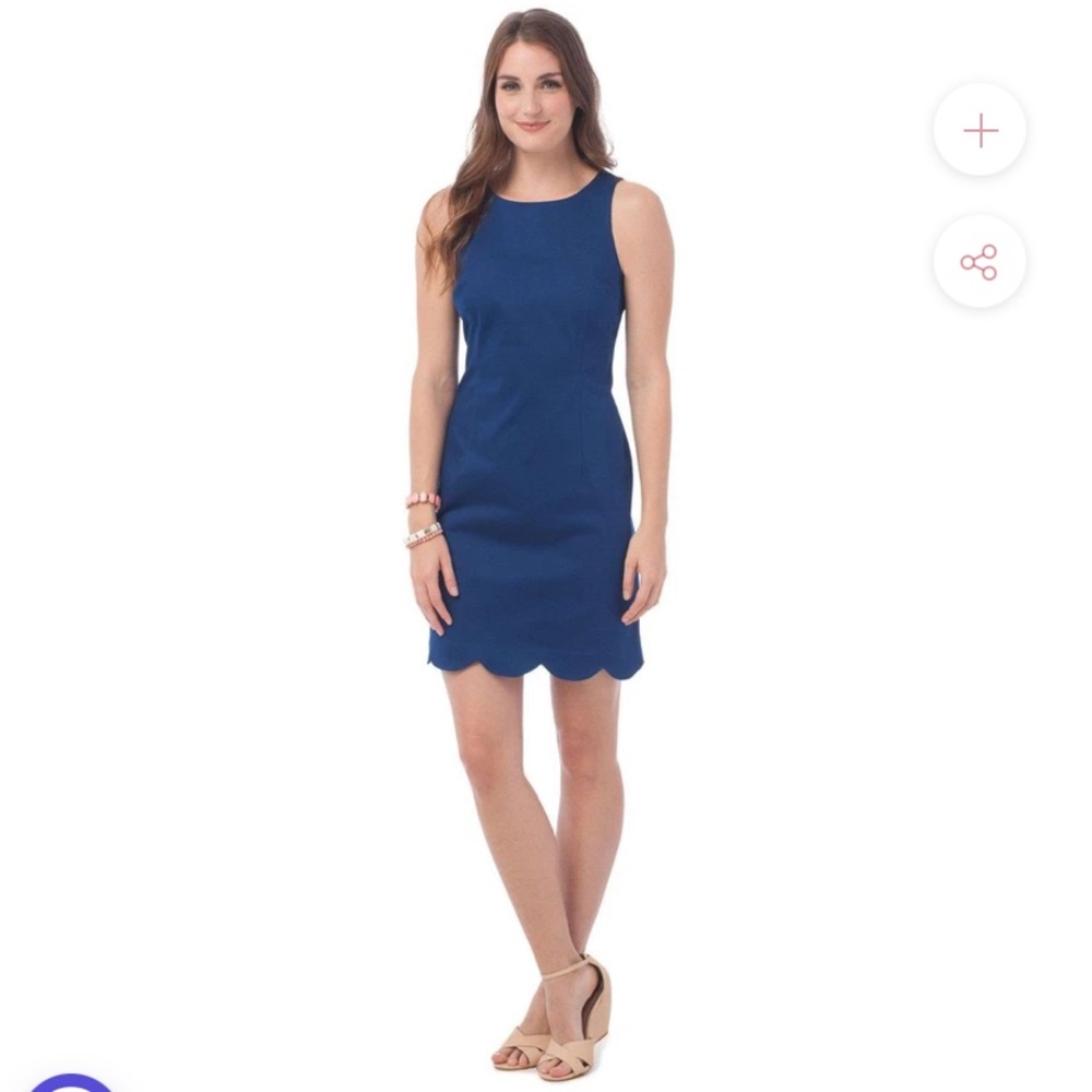 Southern Tide Navy Shift Dress Scalloped Hem